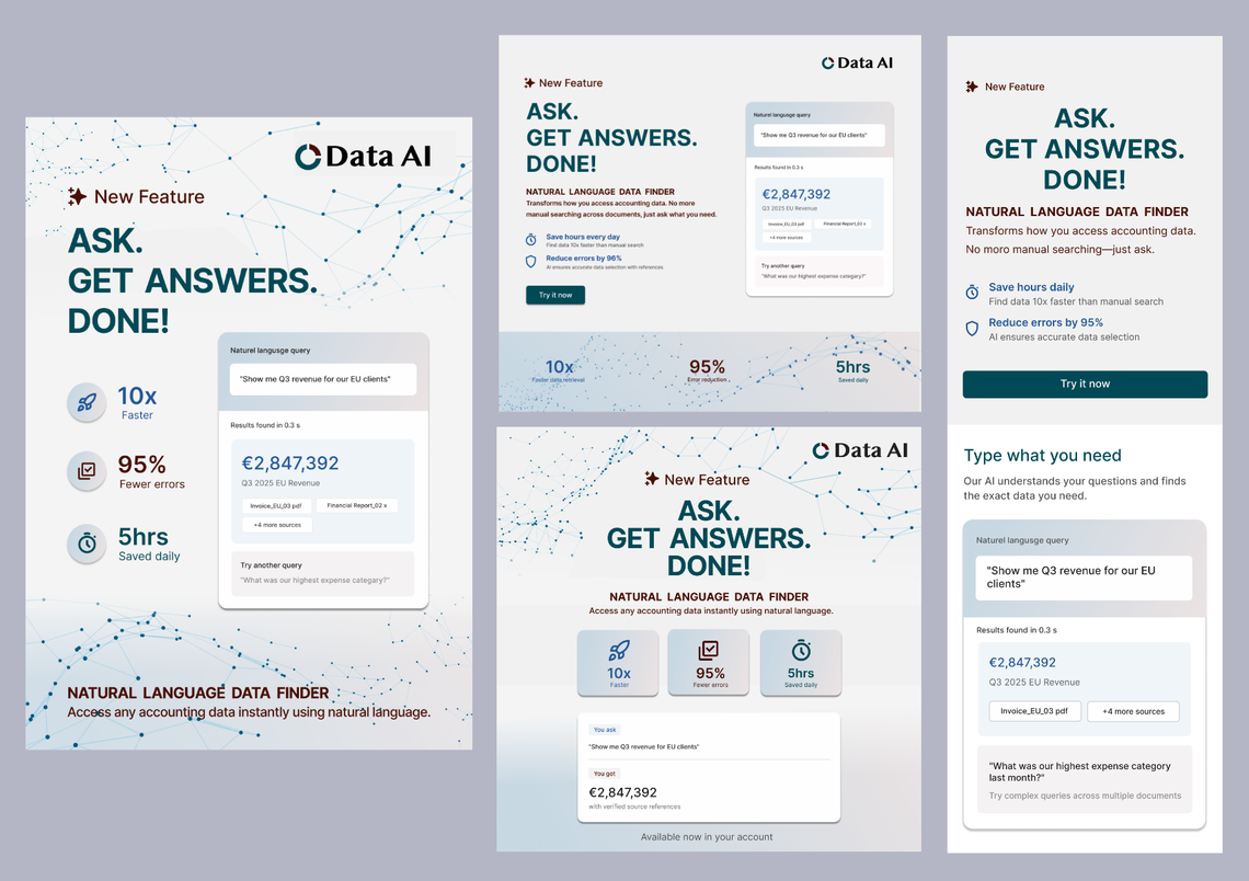 Data AI-Web, Mobile, LinkedIn Ad and Brochure Cover